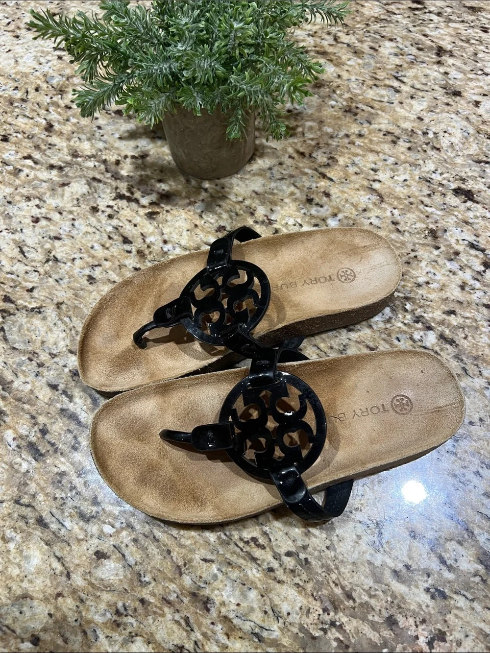 Tory Burch Black/Natural Miller Cloud Sandals 6M